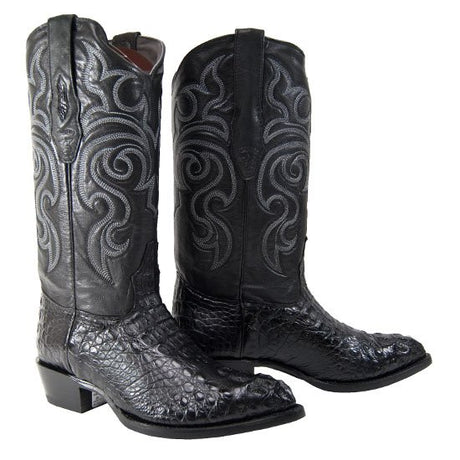 Western Genuine Caiman Hornback Boots J Toe Black Color - Los Altos Boots pair view
