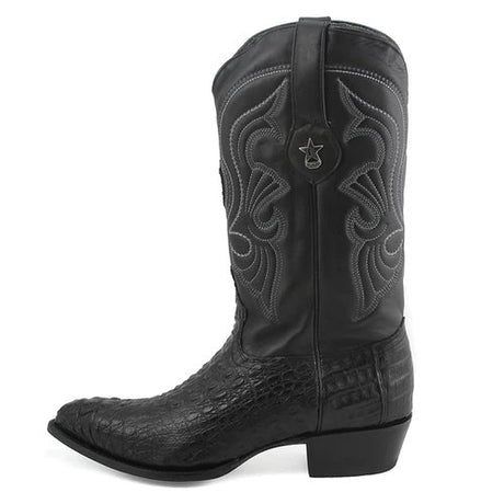 Western Genuine Caiman Hornback Boots J Toe Black Color - Los Altos Boots left side view