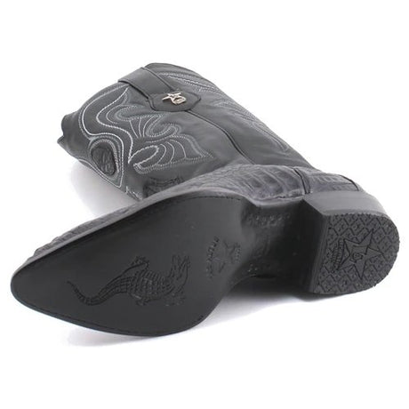 Western Genuine Caiman Hornback Boots J Toe Black Color - Los Altos Boots Sole side view