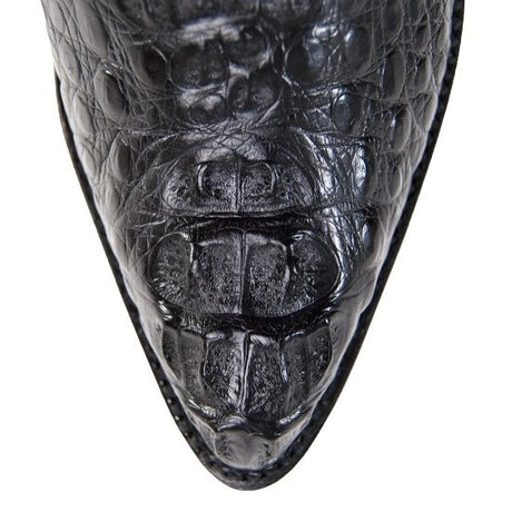 Western Genuine Caiman Hornback Boots J Toe Black Color - Los Altos Boots toe view