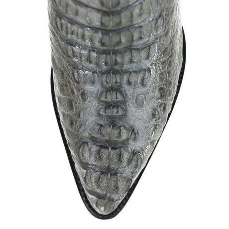 Western Genuine Caiman Hornback Boots J Toe Gray Color - Los Altos Boots Toe view
