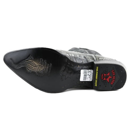 Western Genuine Caiman Hornback Boots J Toe Gray Color - Los Altos Boots sole