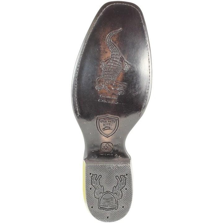 Western Men's Original Faded Oryx Caiman Belly Dubai Square Toe Boot - Wild West Boots - Sole View