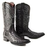 Wester Genuine Caiman Belly European Square Toe Boots Black Color - Los Altos Boots Pair View 