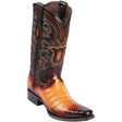 Western Genuine Caiman Belly European Square Toe Boots Faded Buttercup Color - Los Altos Boots Side View 