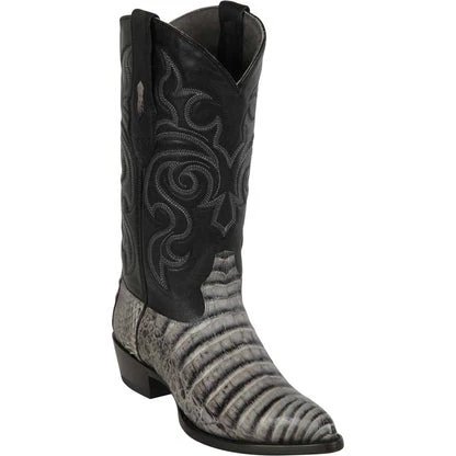 Western Genuine Caiman Belly Boots J Toe Porto Gray Color - Los Altos Boots side view