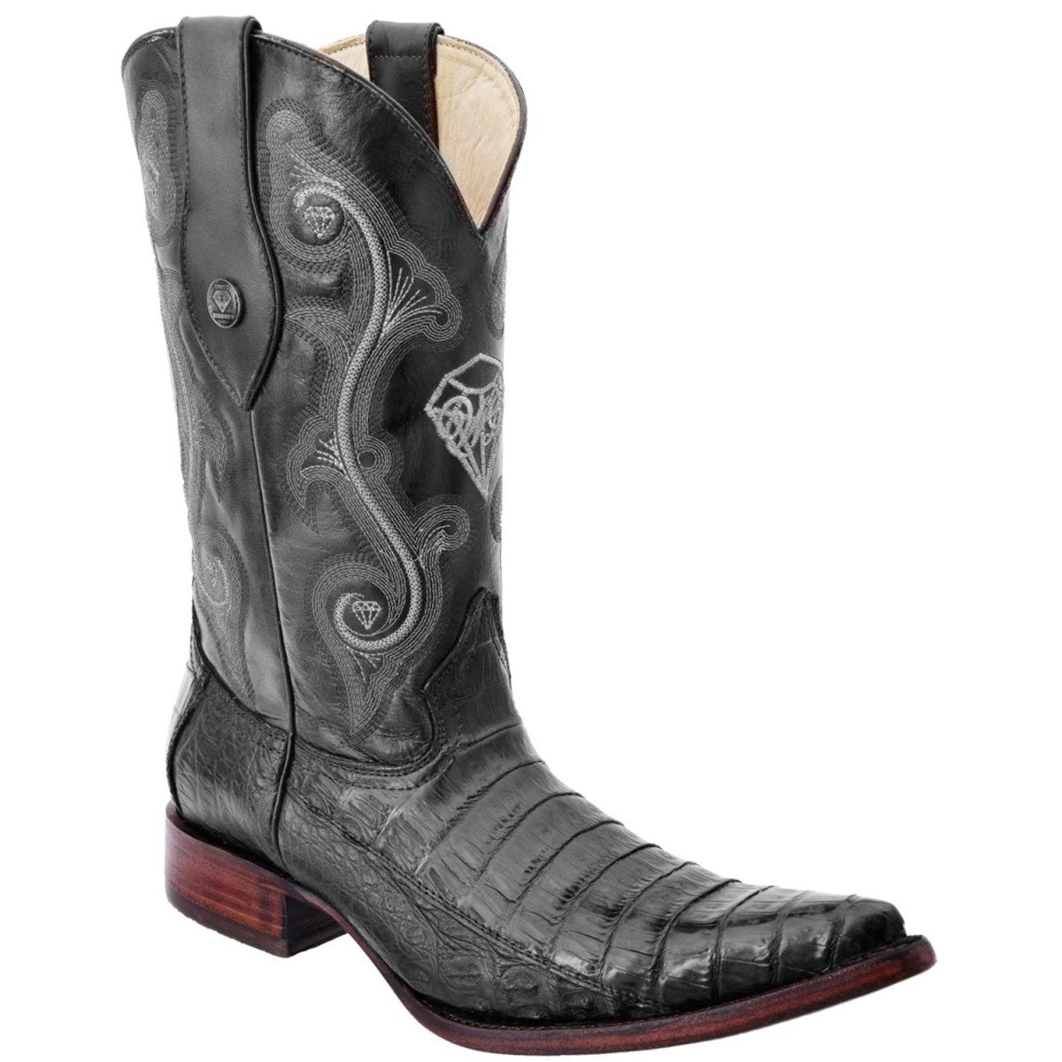Botas de Cocodrilo Caiman Panza Original 3X Aladino Color Negro WD-060 - White Diamonds Boots