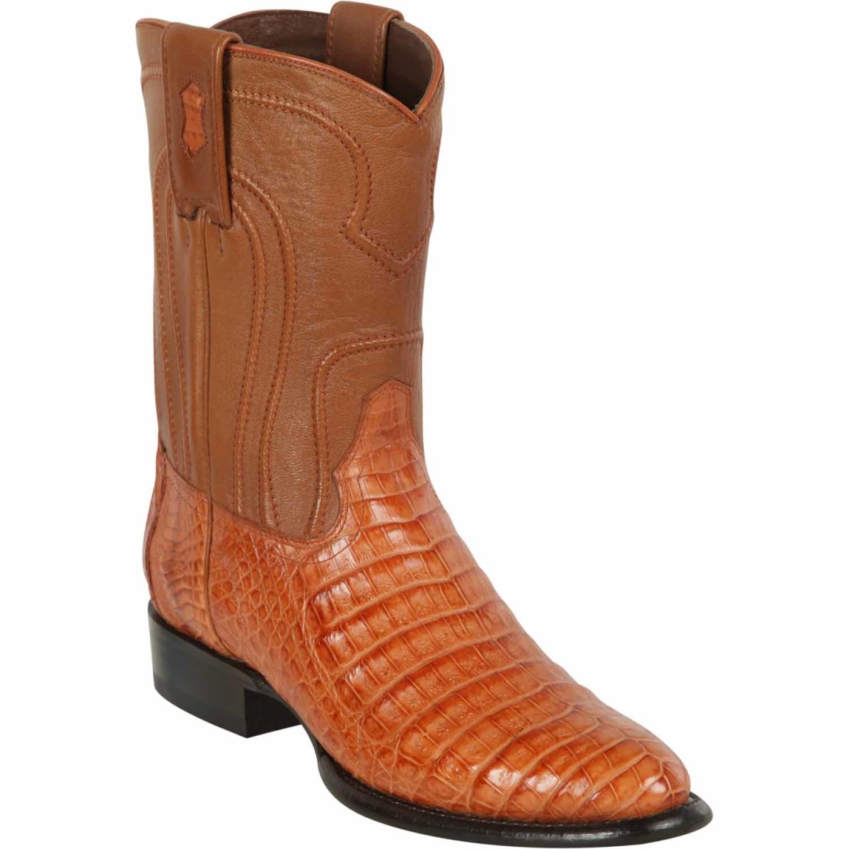 Western Genuine  Caiman Belly Round Toe Roper Boots Cognac Color - Los Altos Boots - Side View