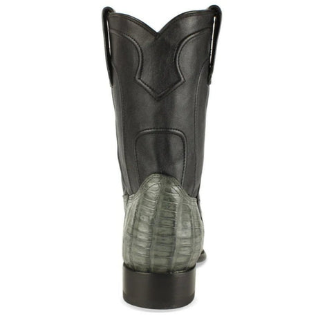 Western Genuine  Caiman Belly Round Toe Roper Boots Gray Color - Los Altos Boots - Back View