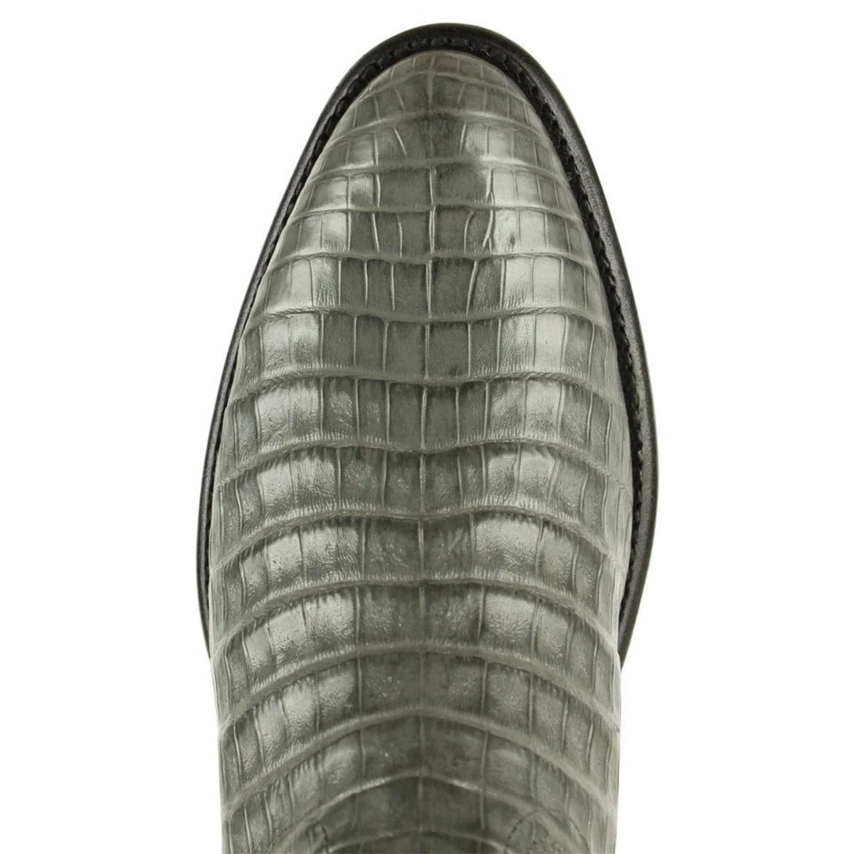 Caiman Crocodile Belly Round Toe Roper Boots Gray Color - Los Altos Bo