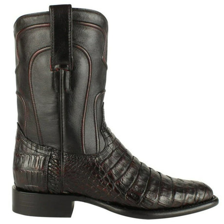 Western Genuine  Caiman Belly Round Toe Roper Boots Black Cherry Color - Los Altos Boots - right Side View