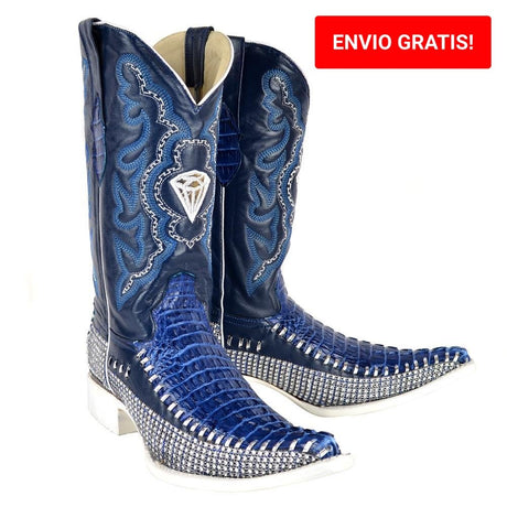 Botas de Cocodrilo Grabada Coco Diamante Azul WD-113 - White Diamonds Boots