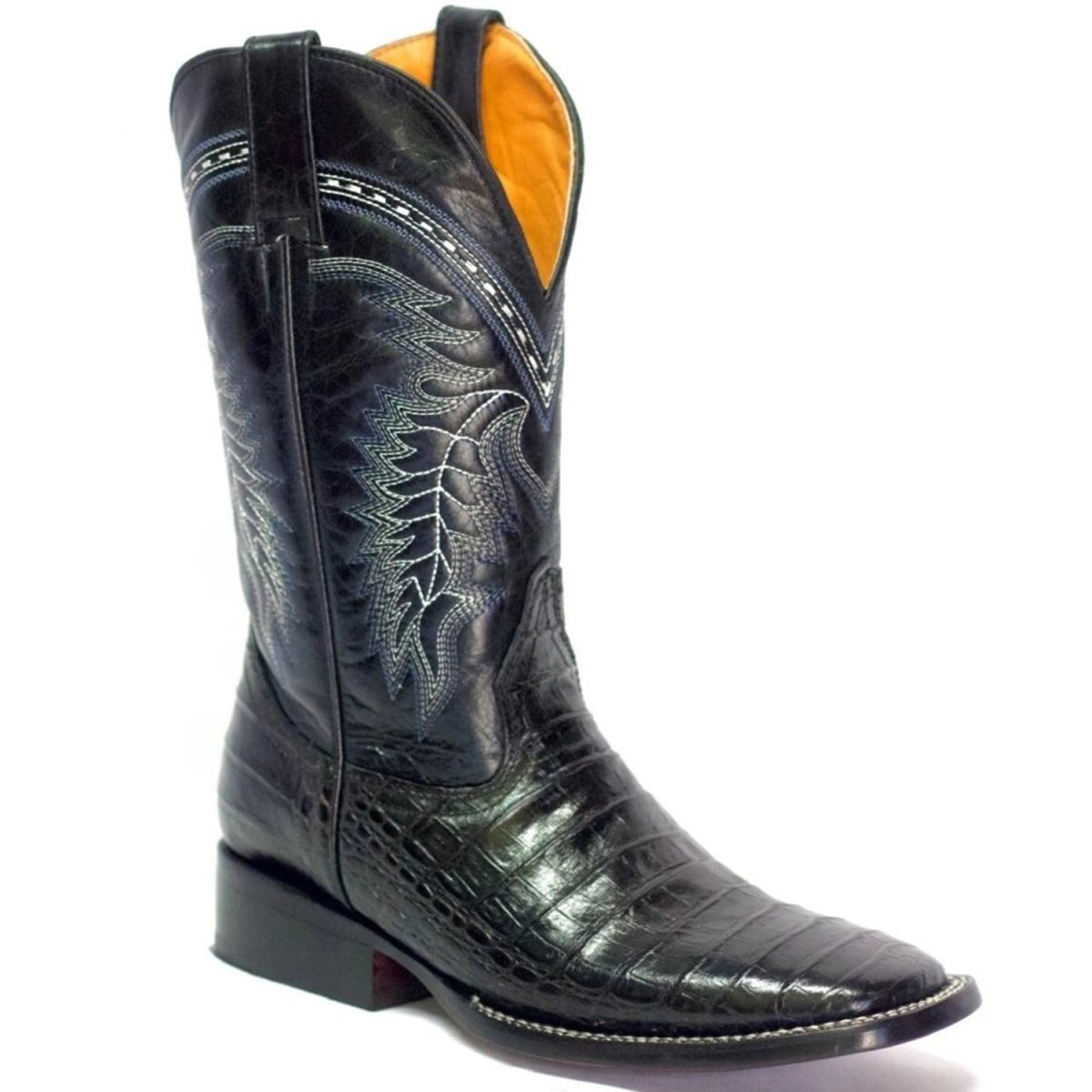 Botas de Cocodrilo Grabado Horma Rodeo Cuadrada Color Negro - Rodeo Imports