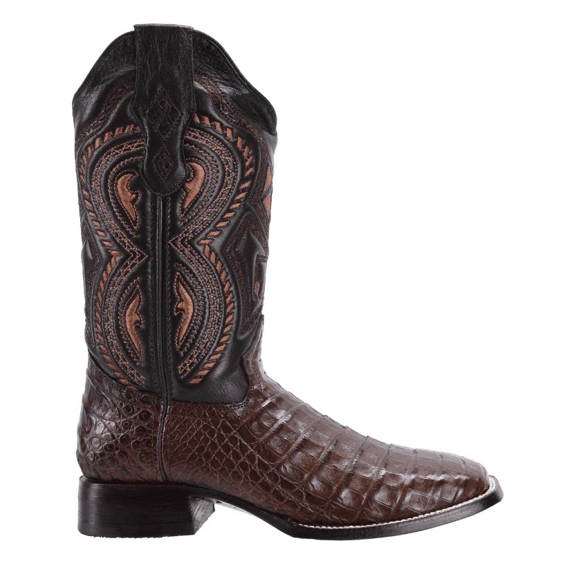 Botas de Cocodrilo Panza Original Horma Rodeo Cuadrada Color Cafe JB-506CAFE - Joe Boots