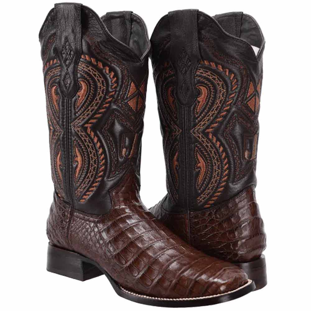 Botas de Cocodrilo Panza Original Horma Rodeo Cuadrada Color Cafe JB-506CAFE - Joe Boots