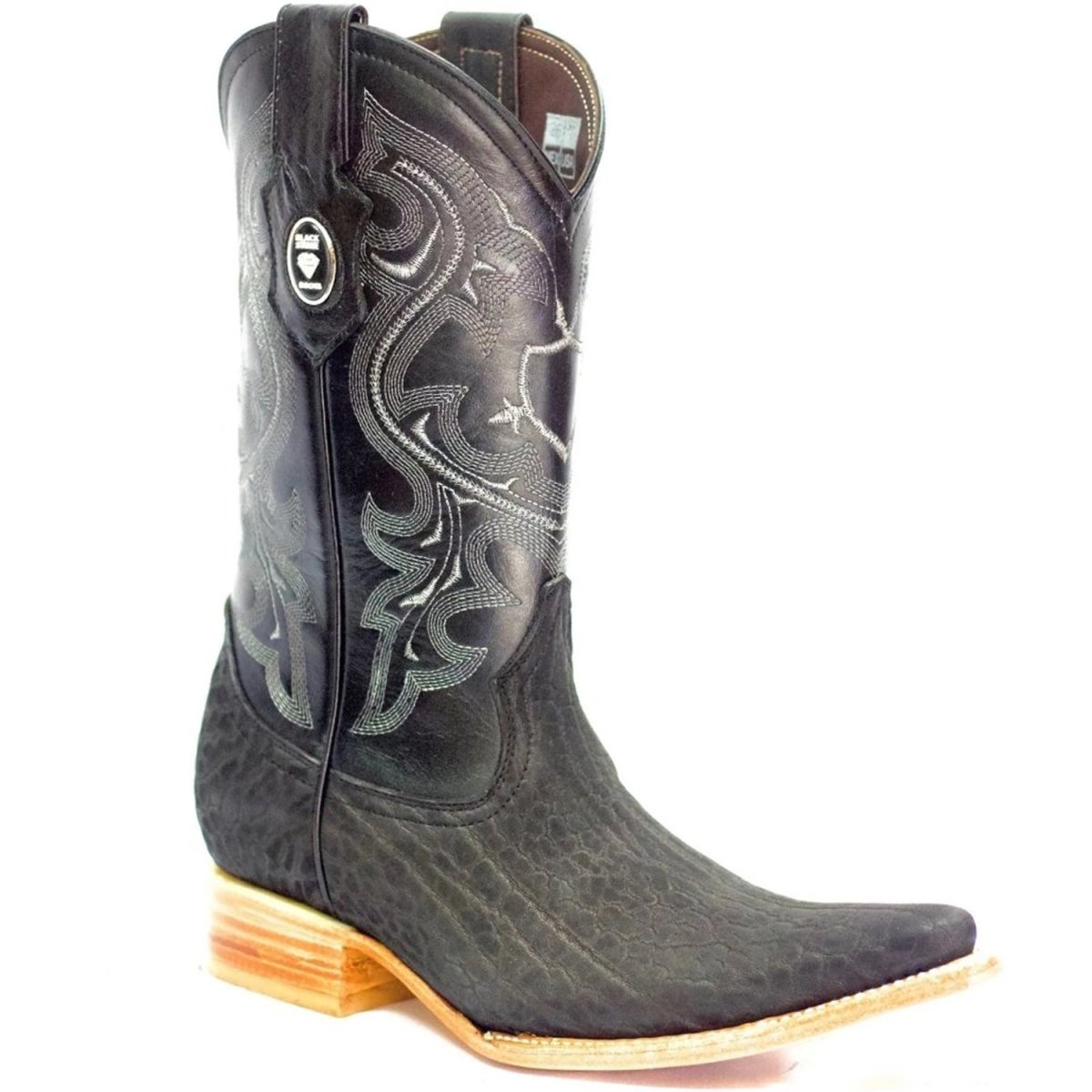 Botas de Cuello de Toro Grabado Horma 3X Aladino Color Negro - Rodeo Imports