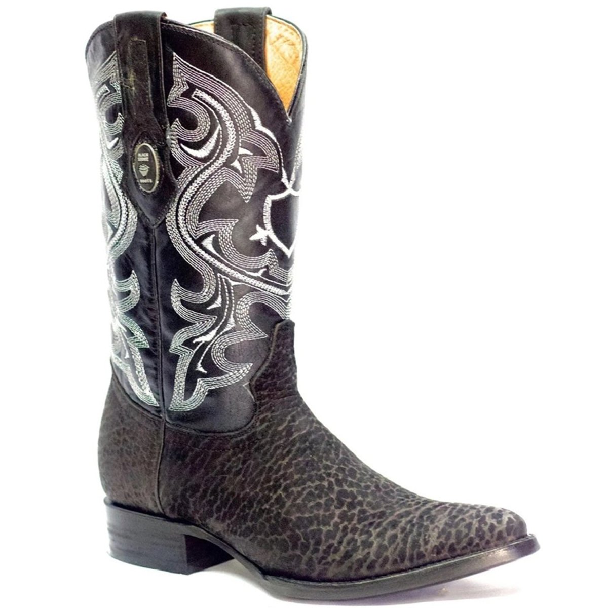 Botas de Cuello de Toro Grabado Horma Puntal Color Negro - Rodeo Imports