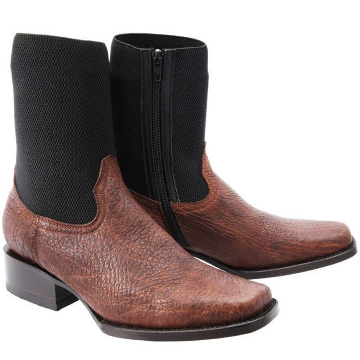 Botas de Cuello de Toro Original Horma Europea con Zipper Color Cafe WD-011 - White Diamons Boots