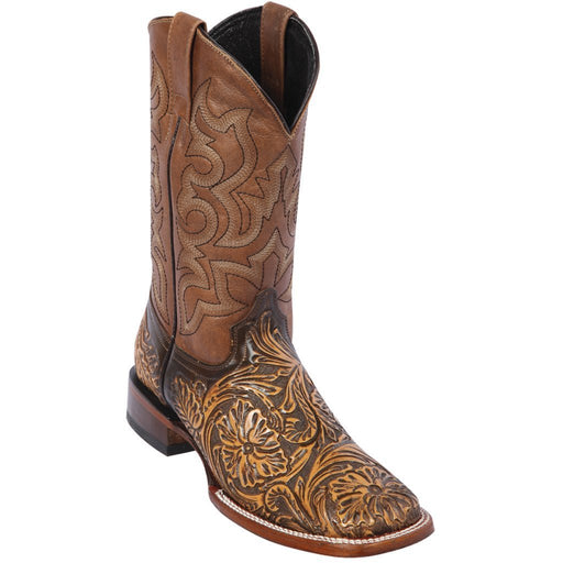 Botas de Cuero Cincelada Horma Rodeo Cuadrada Q8229431 - Quincy Boots