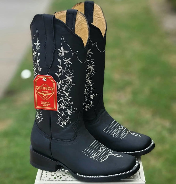 Botas de Cuero con Flores para Mujer en Horma Rodeo Q322M6205 - Quincy Boots