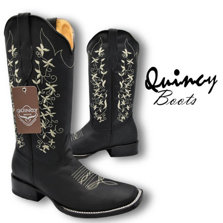 Botas de Cuero con Flores para Mujer en Horma Rodeo Q322M6205 - Quincy Boots