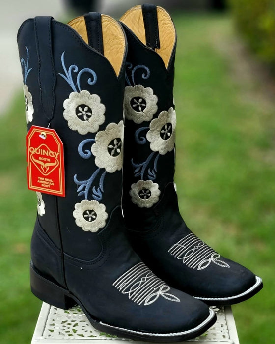 Botas de Cuero con Flores para Mujer en Horma Rodeo Q322MF6205 - Quincy Boots