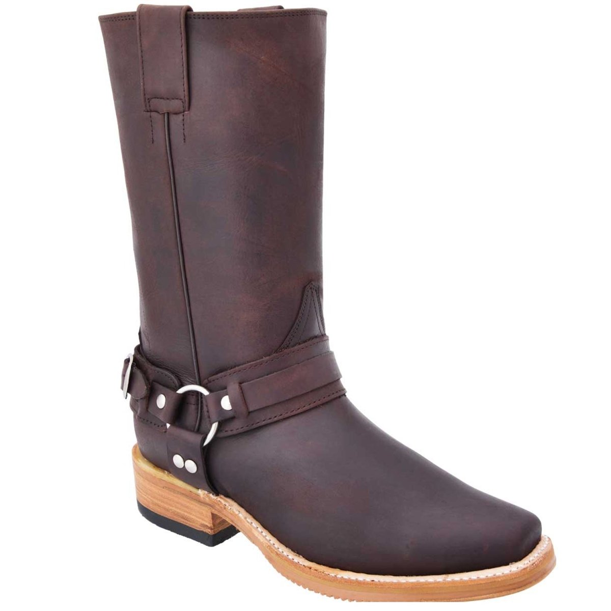 Botas de Cuero con Horma Biker para Motociclista Color Cafe WD-171 - White Diamonds Boots