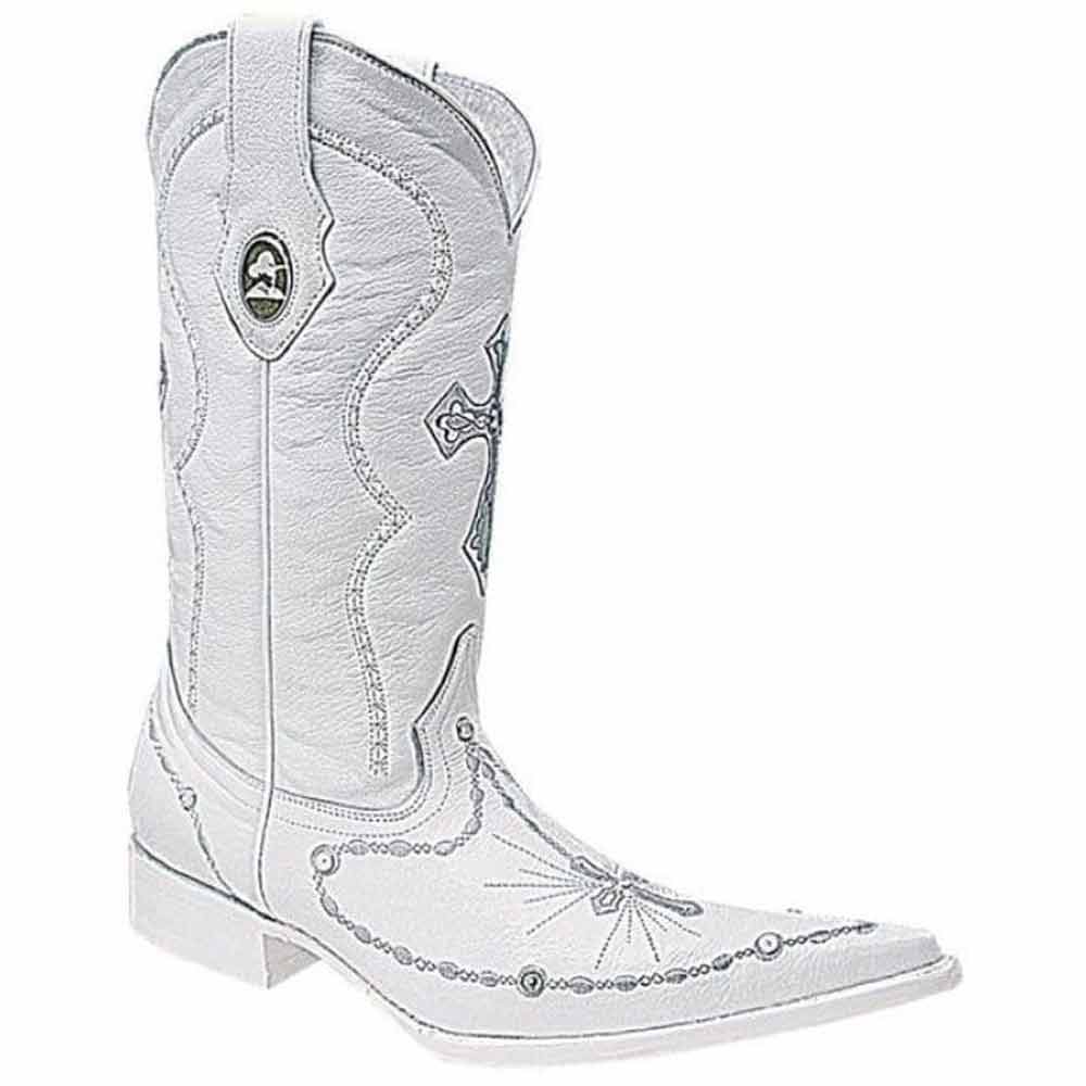 Botas de Cuero con Rosario Bordado en Diamantes Horma 6X JB-668 - Joe Boots