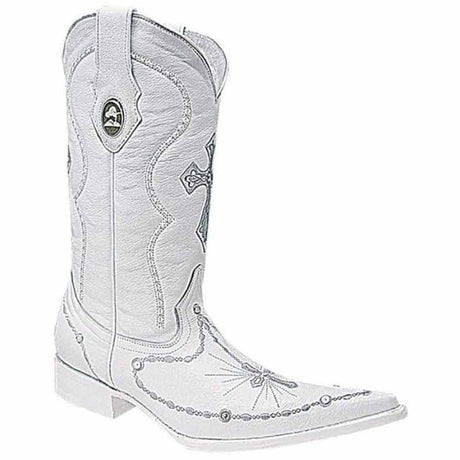 Botas de Cuero con Rosario Bordado en Diamantes Horma 6X JB-668 - Joe Boots