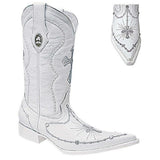 Botas de Cuero con Rosario Bordado en Diamantes Horma 6X JB-668 - Joe Boots