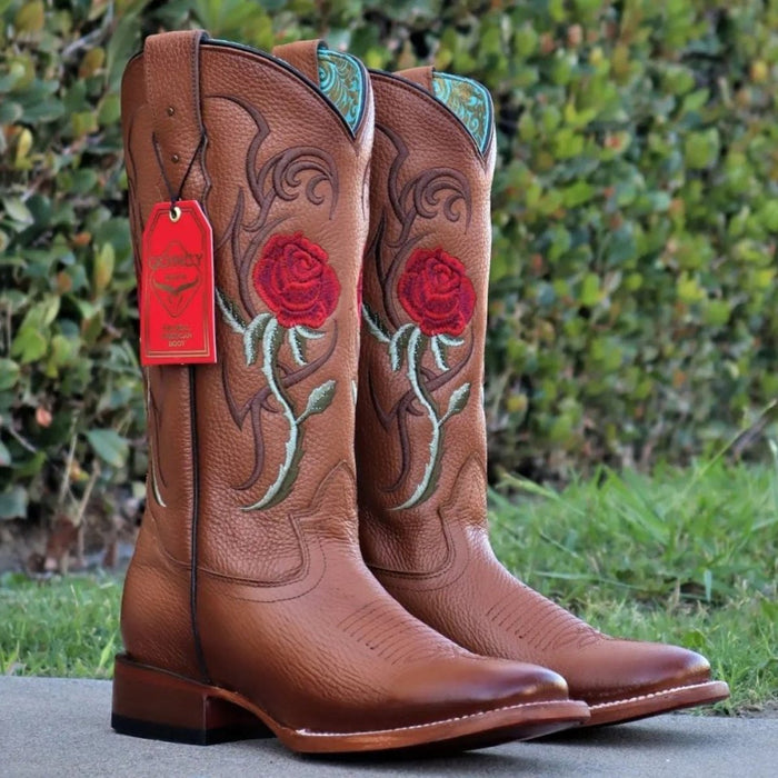 Botas de Cuero con Rosas para Mujer en Horma Rodeo Q322R2751 - Quincy Boots