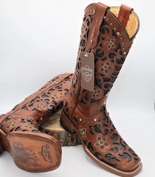 Botas de Cuero Corte Laser para Mujer en Horma Rodeo Q322L6250 - Quincy Boots