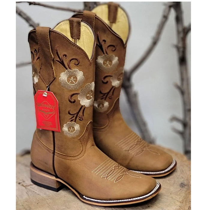 Botas de Cuero Crazy con Flores para Mujer en Horma Rodeo Q322MF6251 - Quincy Boots