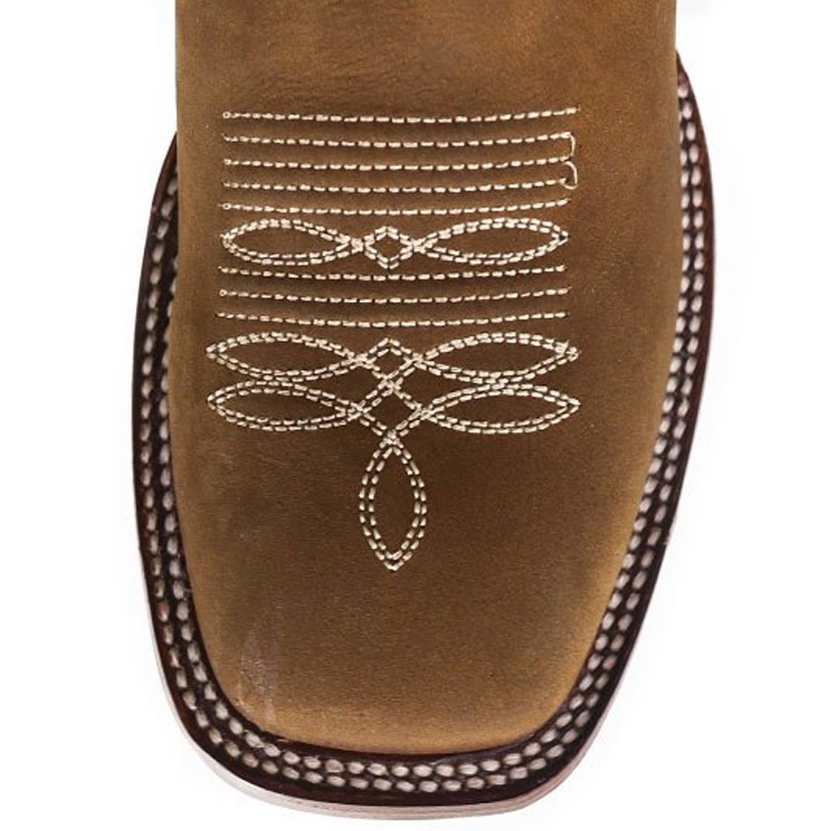 Genuine Embroidered Leather Wide Square Toe Women’s Boots Tan Color – Los Altos Boots – Toe View