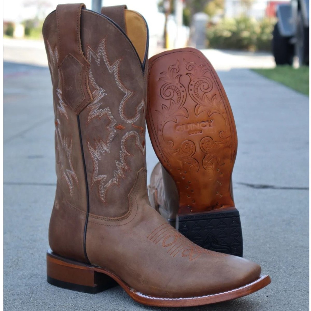 Botas Vaqueras de Cuero Original Horma Rodeo Cuadrada Color Miel ...