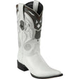 Western Genuine Elk 3X Toe Boots White Color - WIld West Boots - Side View