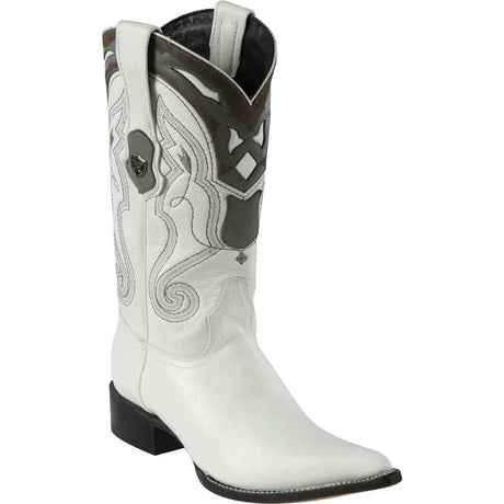 Western Genuine Elk 3X Toe Boots White Color - WIld West Boots - Side View