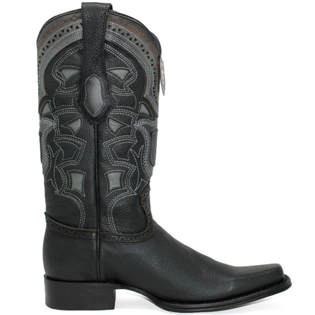 Botas de Cuero Grisly Original Horma Europea Cuadrada Negro LAB-762705 - Los Altos Boots