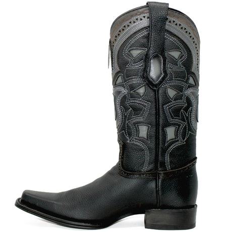 Botas de Cuero Grisly Original Horma Europea Cuadrada Negro LAB-762705 - Los Altos Boots