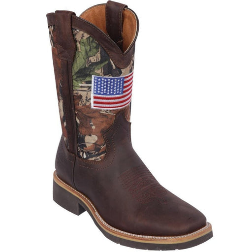 Botas de Cuero Horma Cuadrada Ancha con Bandera de los USA Q822RU6207 - Quincy Boots