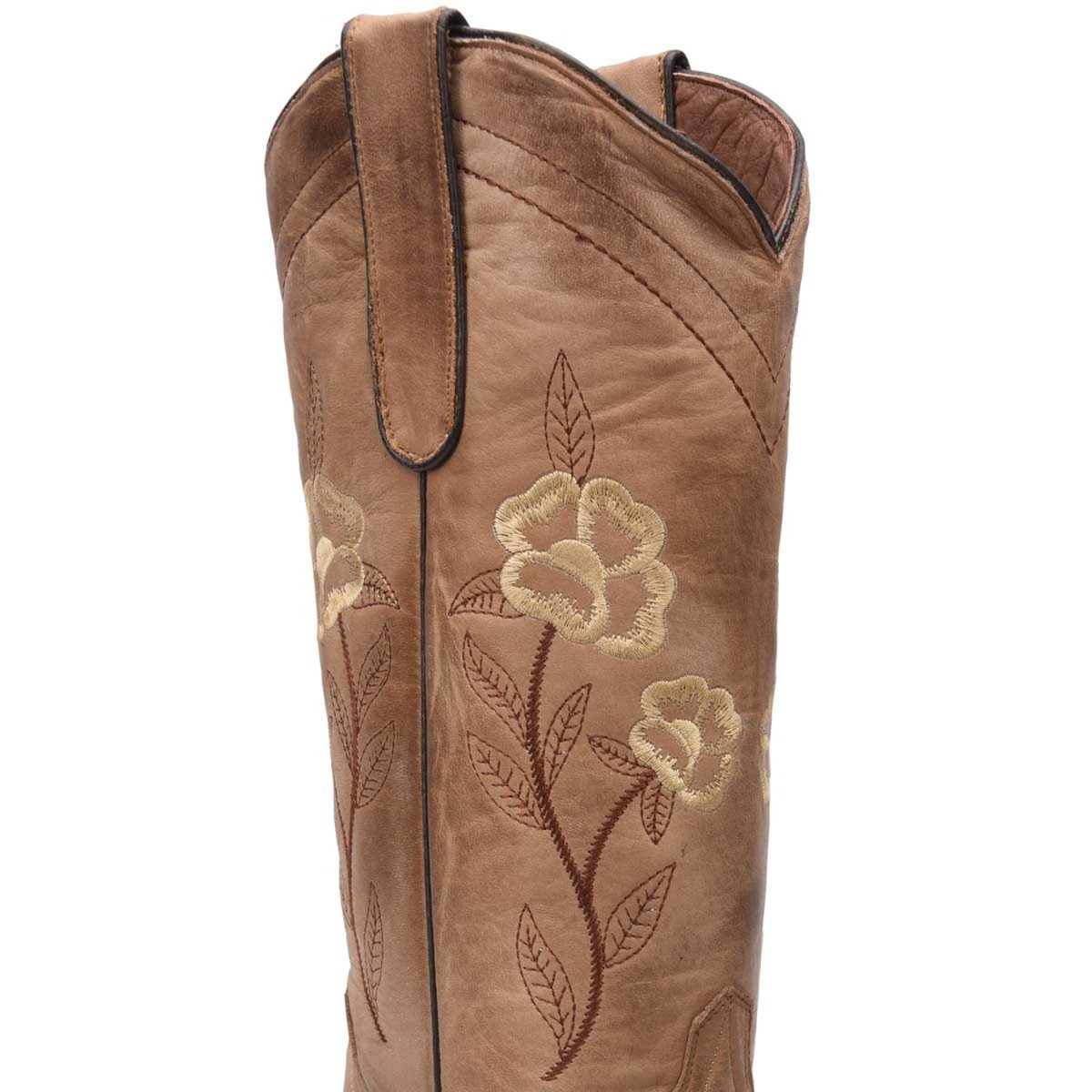 Botas de Cuero Horma Punta Recortada Flor para Mujer WD-468 - White Diamonds Boots