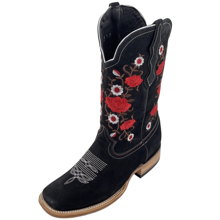 Botas de Cuero Horma Rodeo Nobuck para Mujer WD-494 - White Diamonds Boots