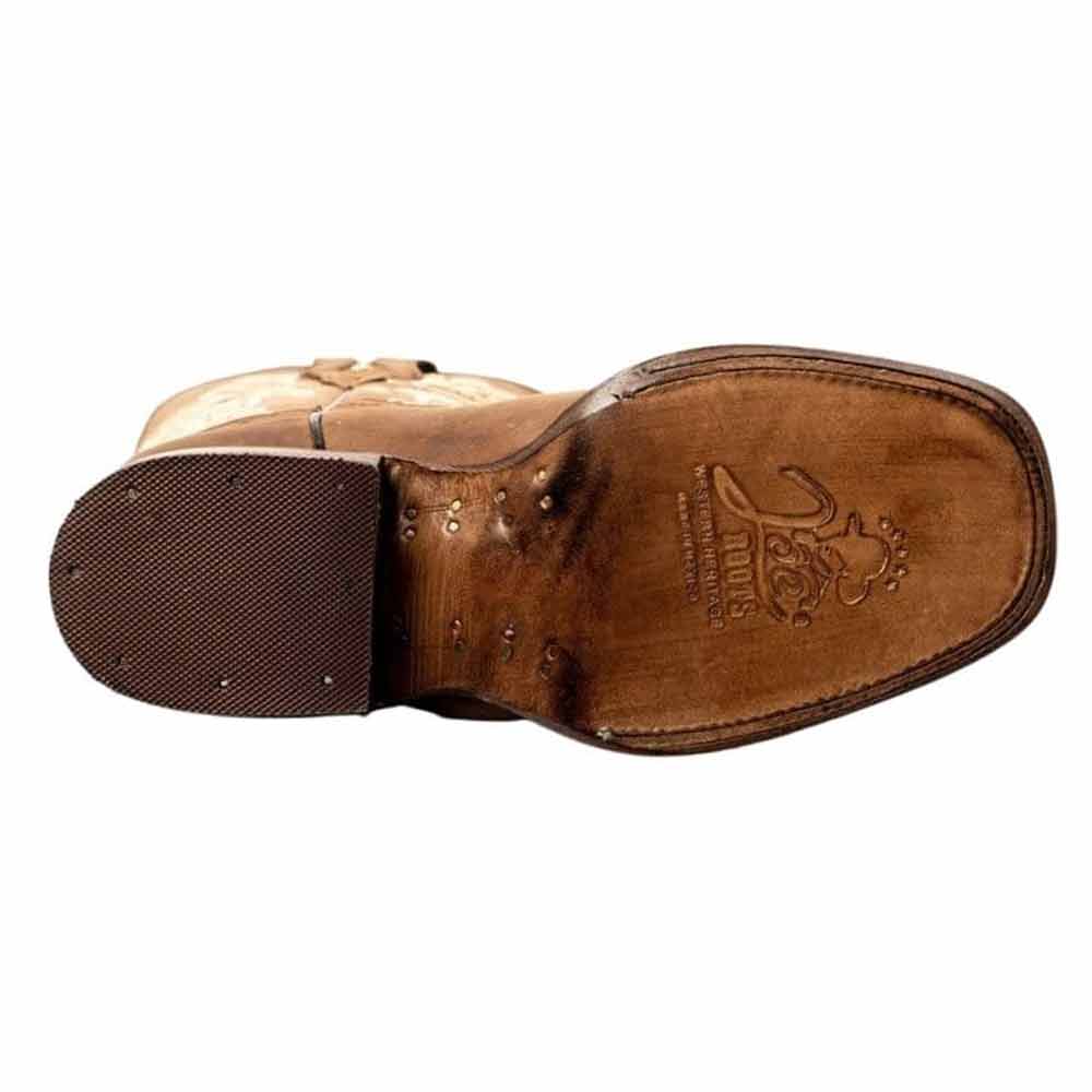 Botas de Cuero Horma Rodeo para Mujer Color Cafe con Girasoles JB-1501CAF - Joe Boots