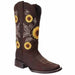 Botas de Cuero Horma Rodeo para Mujer Color Chocolate con Girasoles JB-1505CHO - Joe Boots
