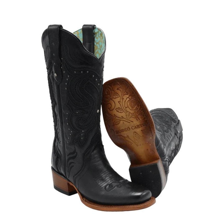 Botas de Cuero Horma Rodeo para Mujer Color Negro JB-STEPHANIEBLACK - Joe Boots