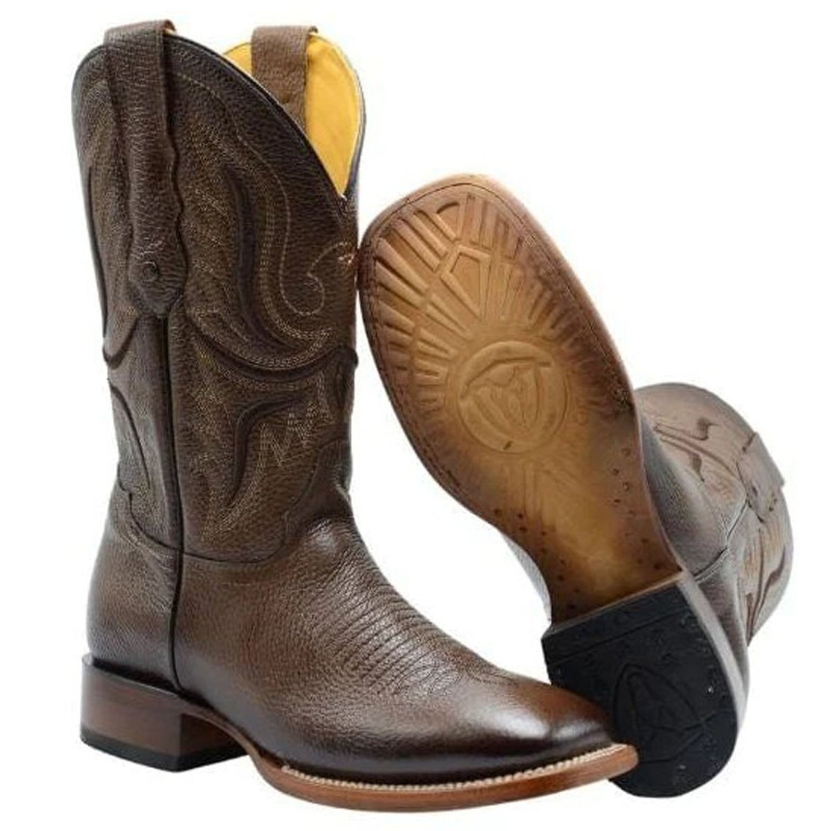 Botas Vaqueras de Cuero Original Horma Rodeo Color Cafe