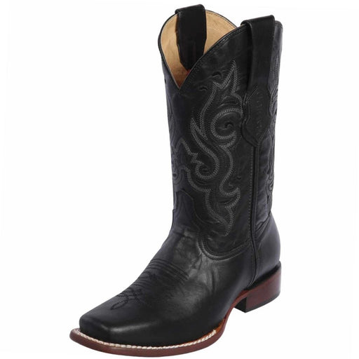 Botas de Cuero Original Horma Rodeo Cuadrada Negro Q8225405 - Quincy Boots