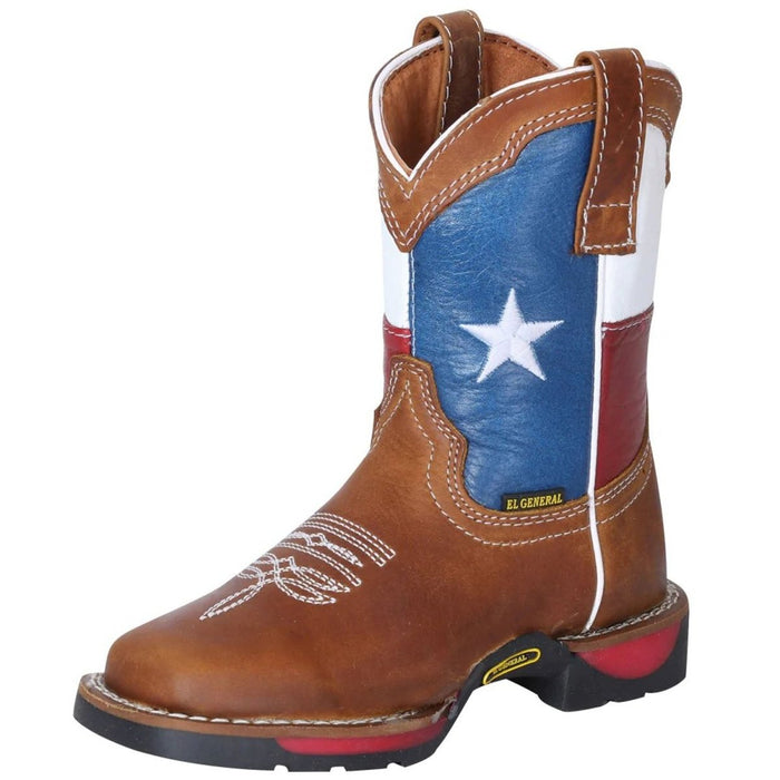 Botas de Cuero Original Horma Rodeo para Niño con Bandera de Texas GEN-41953 - Rodeo Imports