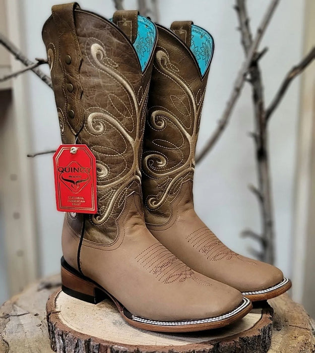 Botas de Cuero Original para Mujer en Horma Rodeo Color Tan Q322RL6231 - Quincy Boots