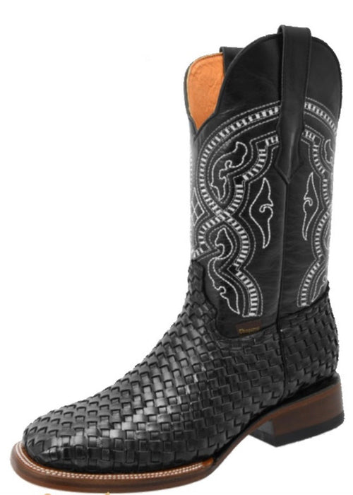 Botas de Cuero Petatillo Horma Rodeo Cuadrada Color Negro CHA-013 - Chaparral Boots